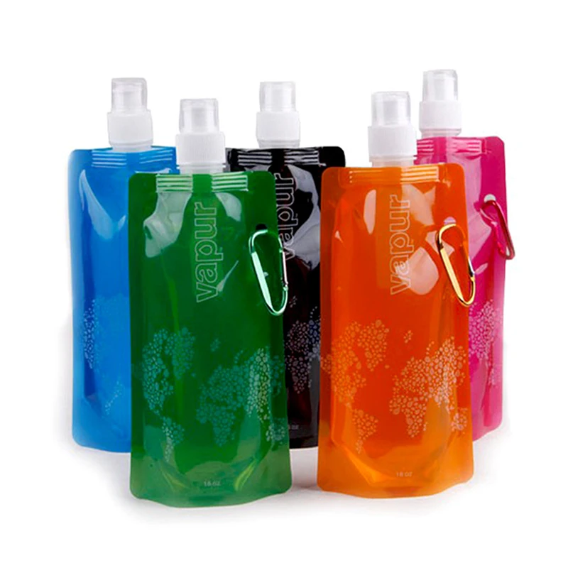 480ml Portable Foldable Water Bag Soft Flask Bottle Outdoor Sport Hiking Camping Water Bag Folding Water Bucket Vapur