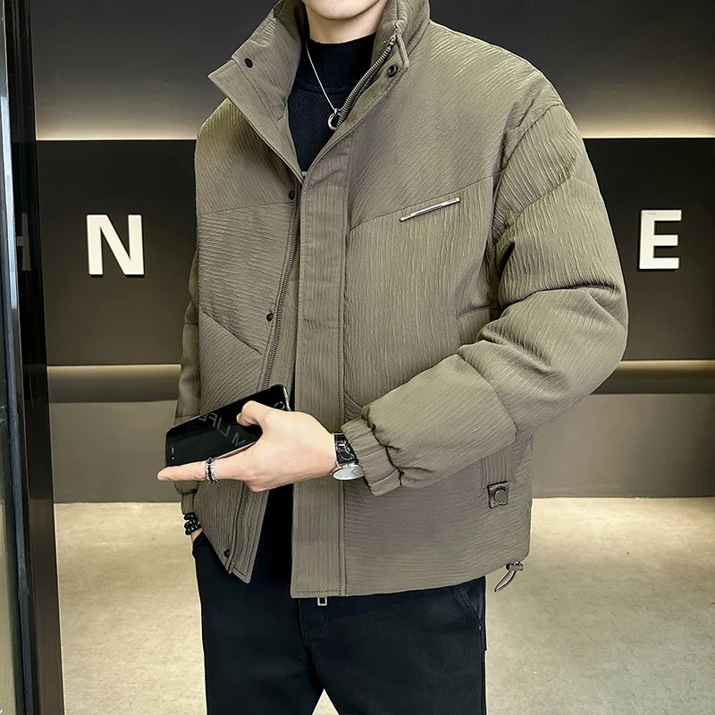 2024 осенне-зимний новый утолщенный теплый пуховик из 3D ткани с воротником-стойкой