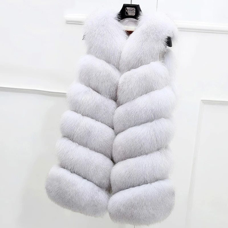 Fashion Faux Fur Coat Winter Women 2022 New V-Neck Sleeveles Jacket High Quality Solid Slim Ladies Vest Top Famale Clothing