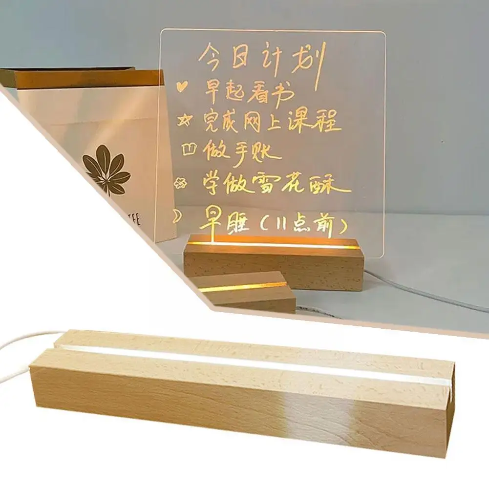 "Rectangle Solid Beech Wooden LED Base for Resin Letter Lamp Acrylic