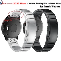 26 22 20mm quick release stainless steel wrist band strap for garmin fenix 5x 5 5s 3 6x 6 6s 7x 7 7s 3hr s60 d2 mk1 smart watch