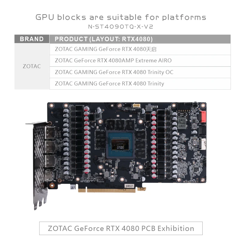 Блок графического процессора Bykski N-ST4090TQ-X-V2 для видеокарты ZOTAC RTX4090 Trinity OC/AMP Extreme AIRO