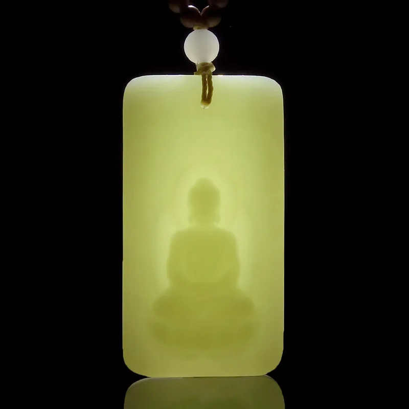 Фото Ювелирные изделия из натурального нефрита Hetian Jade Shuanglong Benming Buddha Dayi Tathagata Подвеска №3