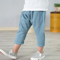 linen pleated baby boys girls pants summer cotton straight long pants kids clothes children casual trousers breathable
