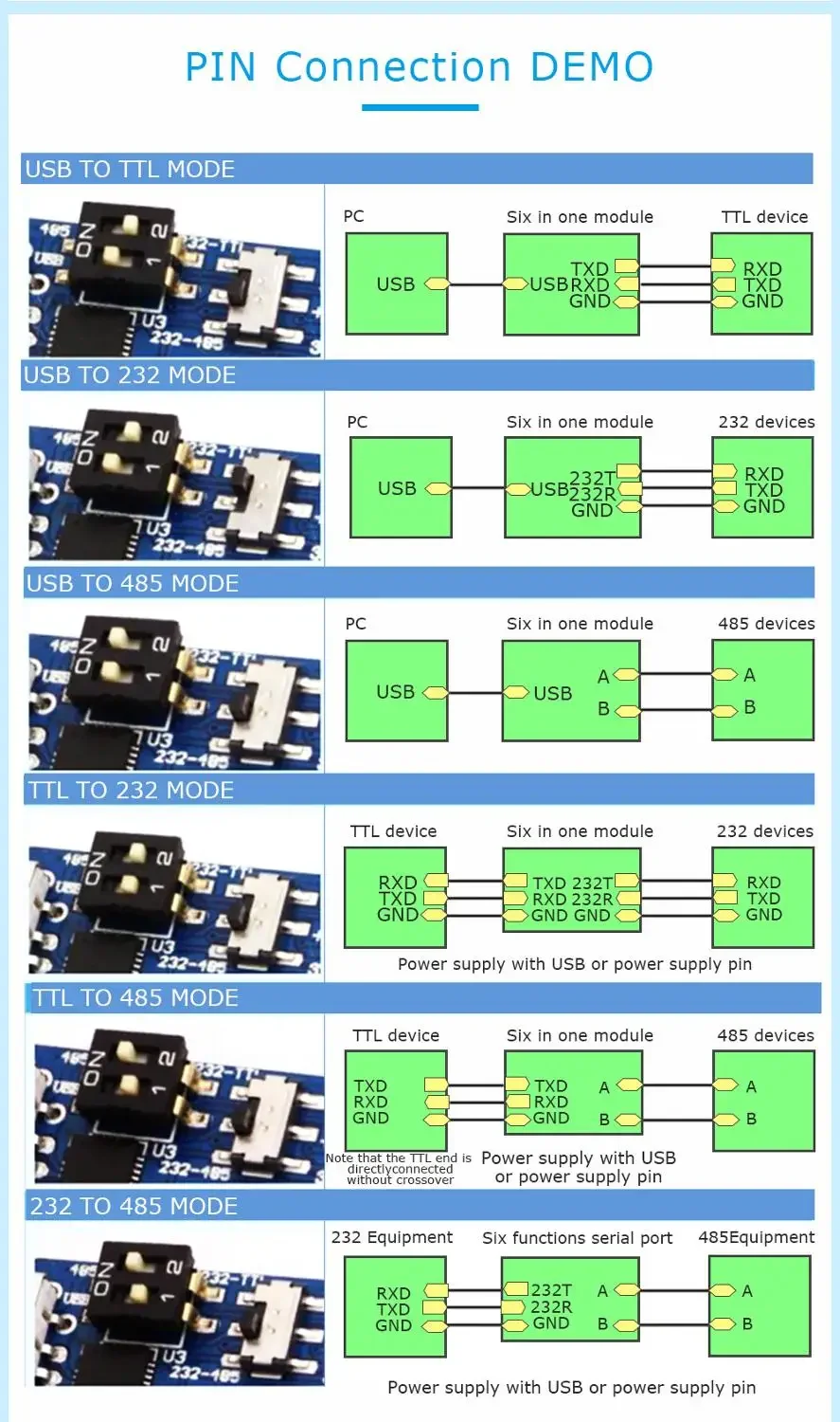 Многофункциональный USB-UART преобразователь WitMotion 6-в-1 (USB-TTLRS485232, TTL-RS232485, 232-485) с чипом CH340CP2102 (art.: 3920d94bb291d) - 3920d94bb291d