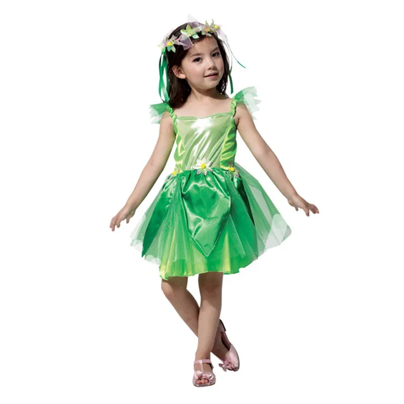 Костюм фея Динь-Динь для косплея с цветами девочек костюмы на Хэллоуин сказочный