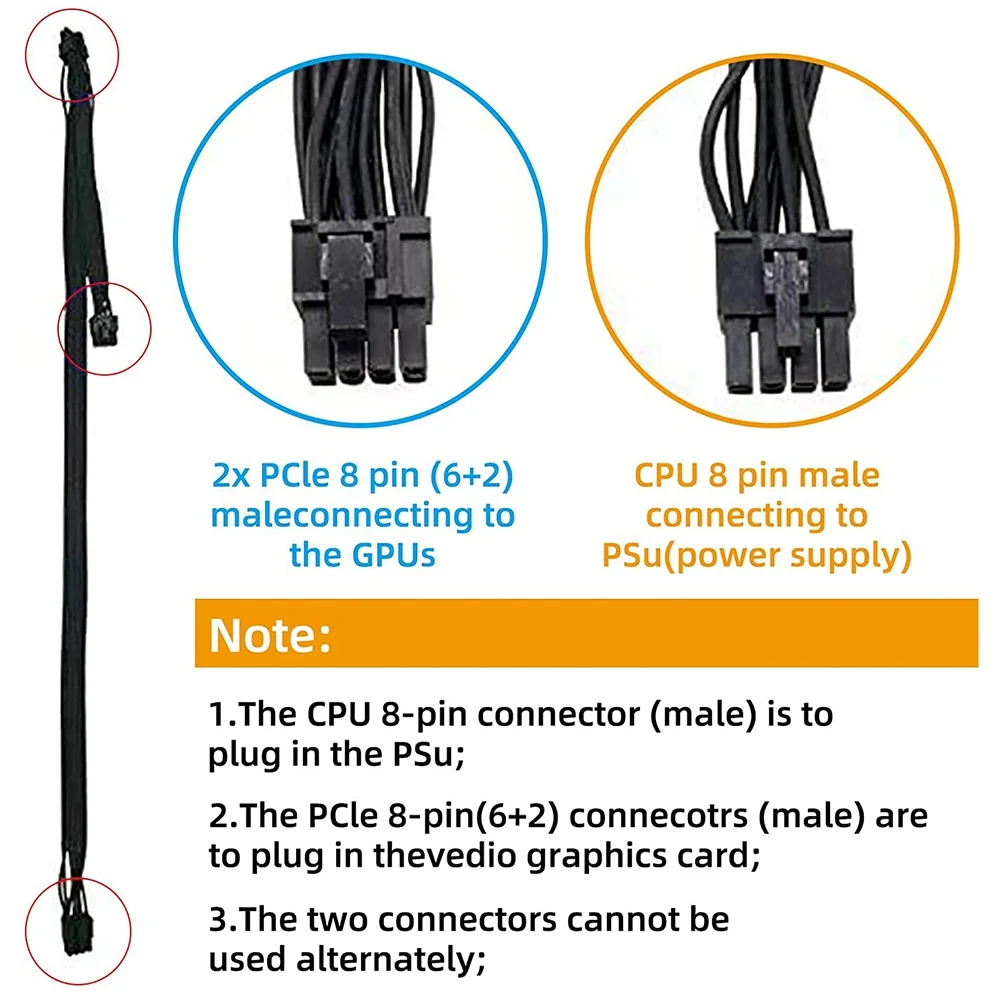 Кабель питания процессора ATX с 8-контактным разъемом папа на двойной PCIe 2 x