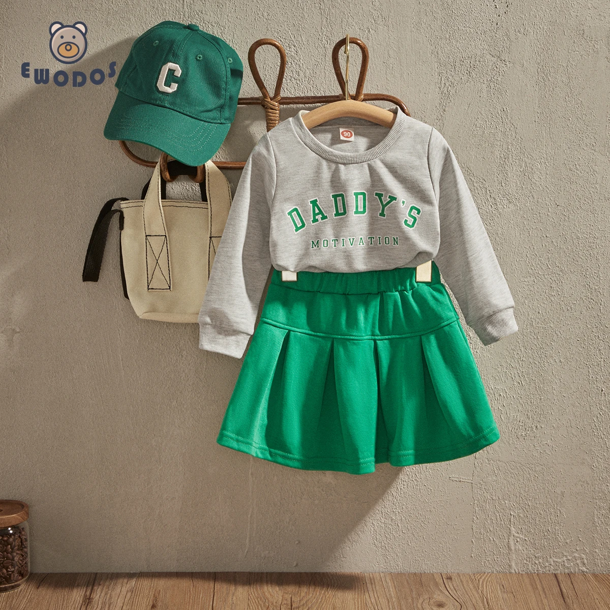 

EWODOS 1-4 Years Toddler Kid Casual Outfits Skirt Set Children's Dress Sets Spring Autumn Long Sleeve T-shirt Girls Clothing Set