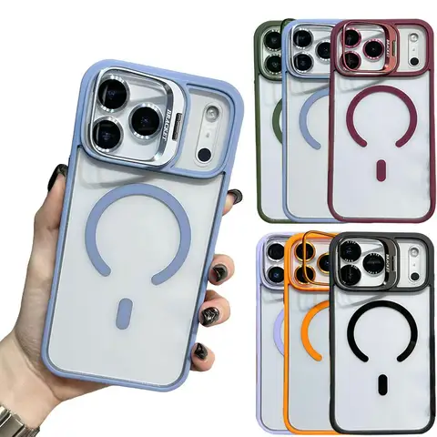 Магнитный противоударный чехол для телефона IPhone 17 Air 17 Pro/Pro Max с подставкой, прозрачный чехол, аксессуары