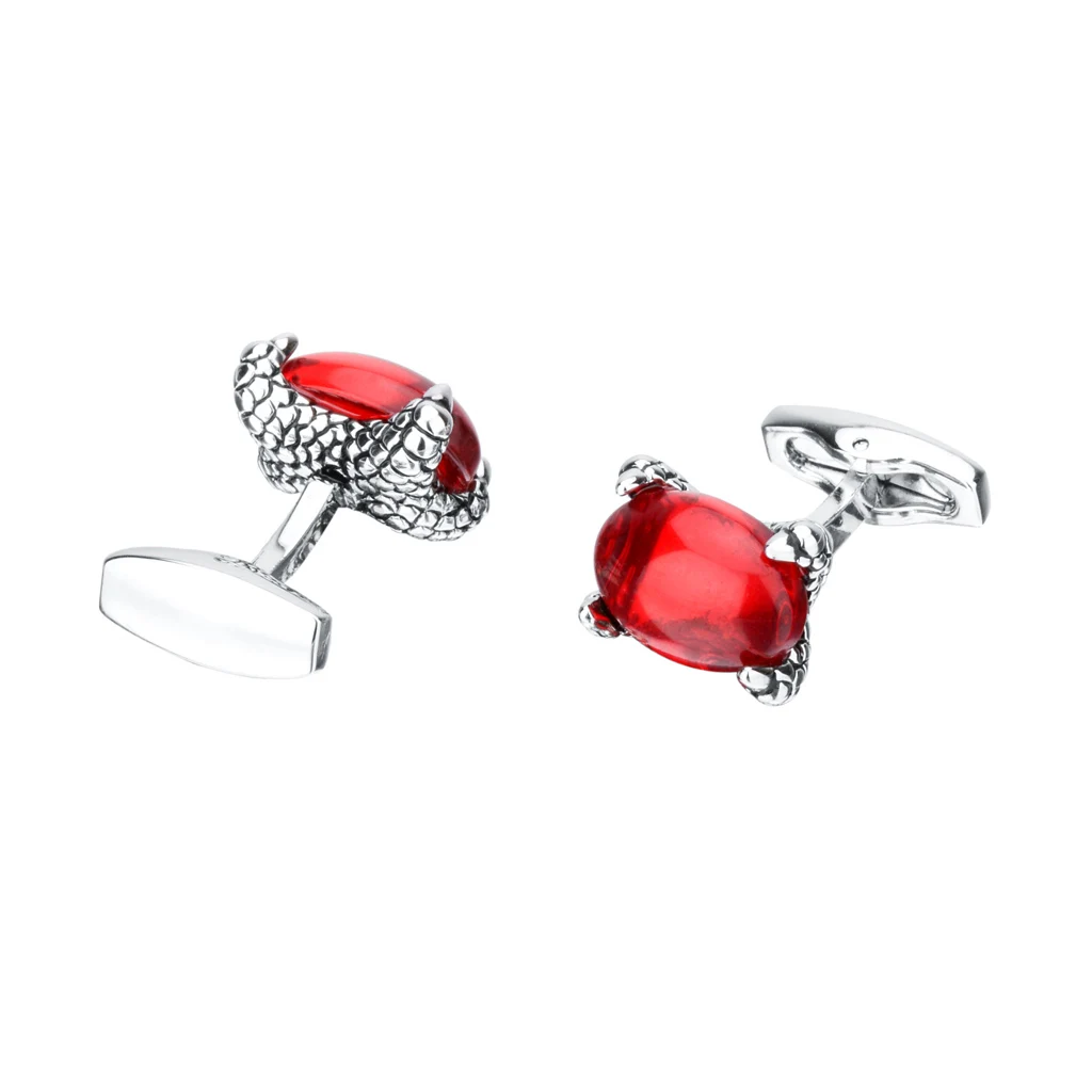 

NVT Fashion Red Stone Cufflinks For Mens Party High Quality Ovals Accessoire Gift For Groom Wedding
