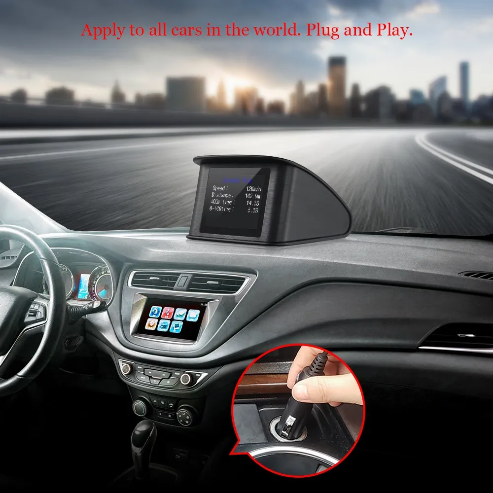 

Black Car HUD Head Up Display KMH & MPH Digital GPS OverSpeed Alarm 1pc New