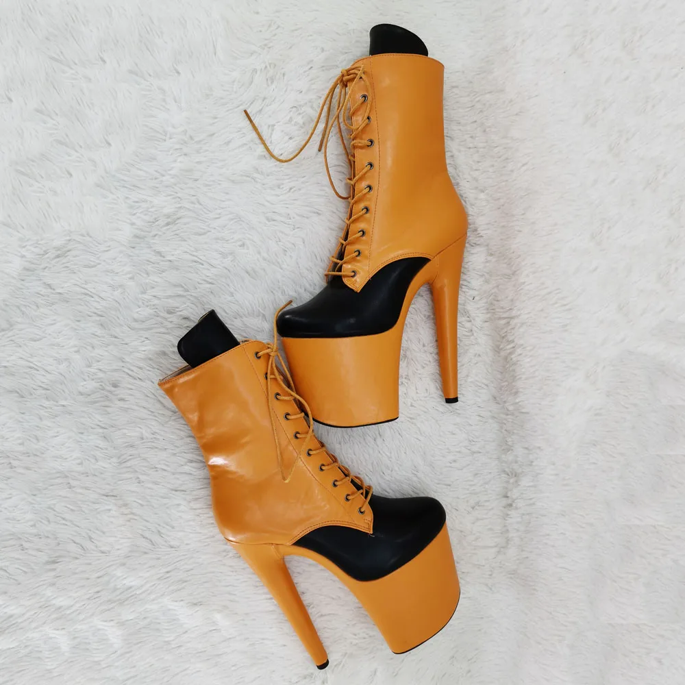 Leecabe 20CM/8inches  PU upper two color Pole dancing shoes High Heel platform Boots  Pole Dance boots