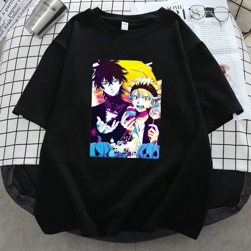 

Забавная Мужская футболка с рисунком черного клевера Аста Юно, графическая футболка в стиле Харадзюку, уличная крутая футболка, Топ в стиле ...