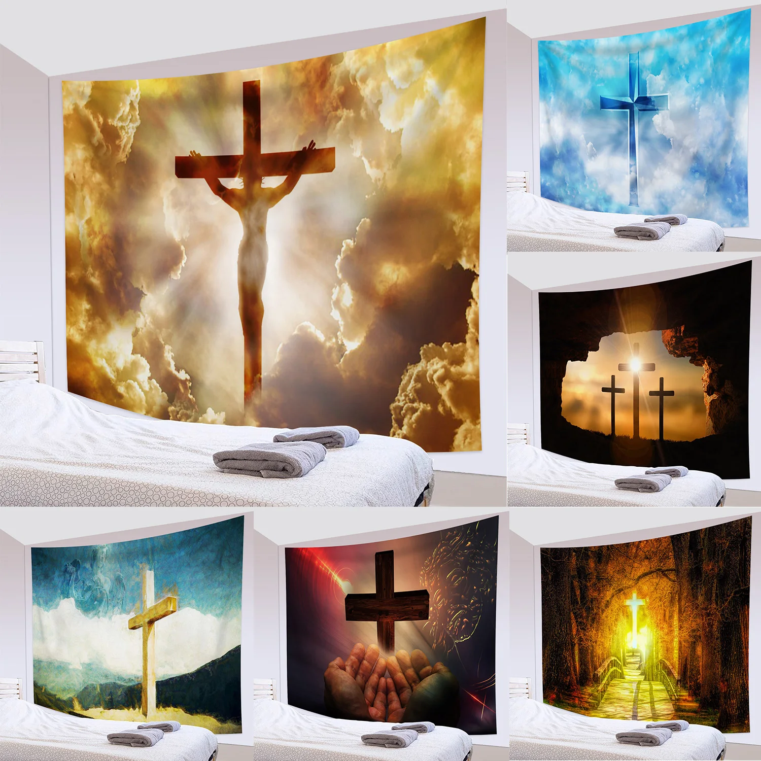 

Jesus Christ Tapestry Christian Holy Cross Tapestry Wall Hanging Easter Tapestry Bible Tapestry for Bedroom College Dorm Decor