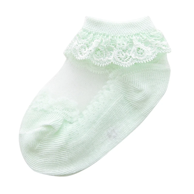 

Носки для маленьких девочек, кружевные чулки, летние короткие носки, Нескользящие Детские весенние носки, дышащие просвечивающие винтажные носки для младенцев