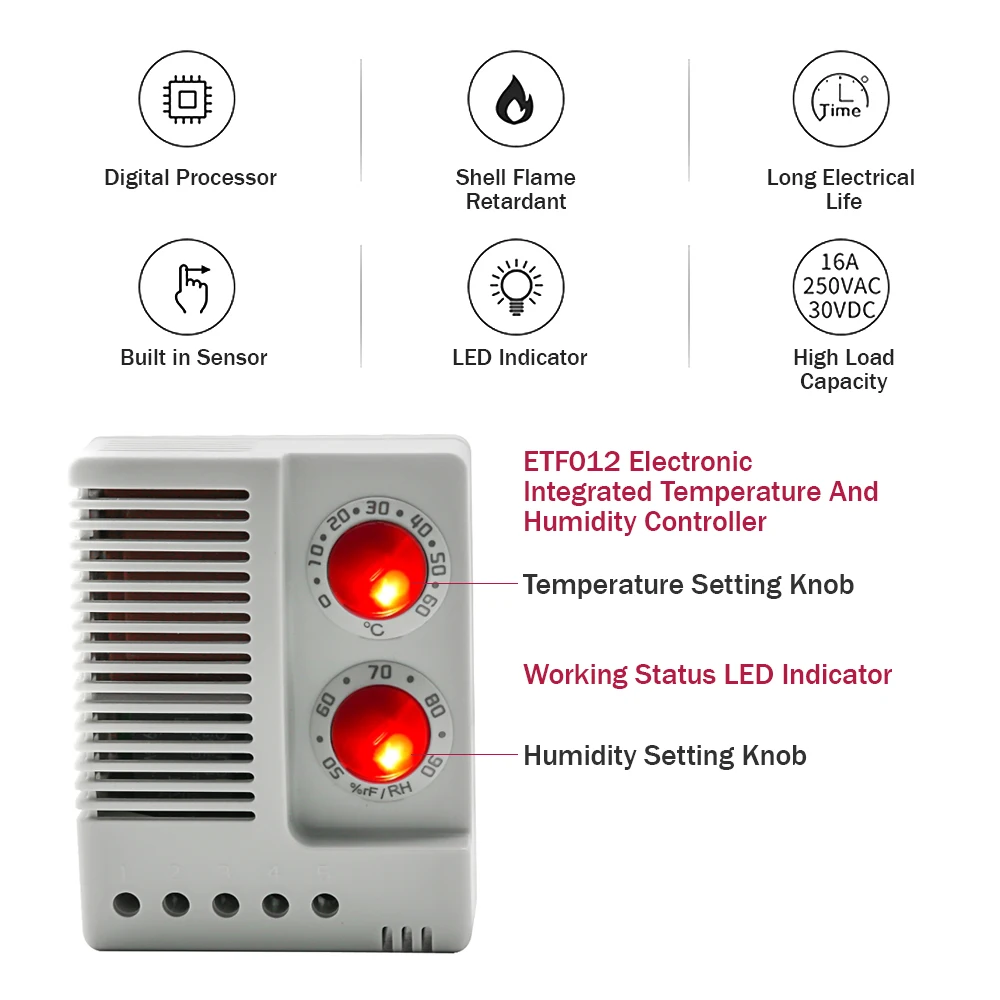 electronic hygrothermostat electronic hygrotherm electronic hygrotherm etf012 temperature temperature and humidity adjustable free global shipping