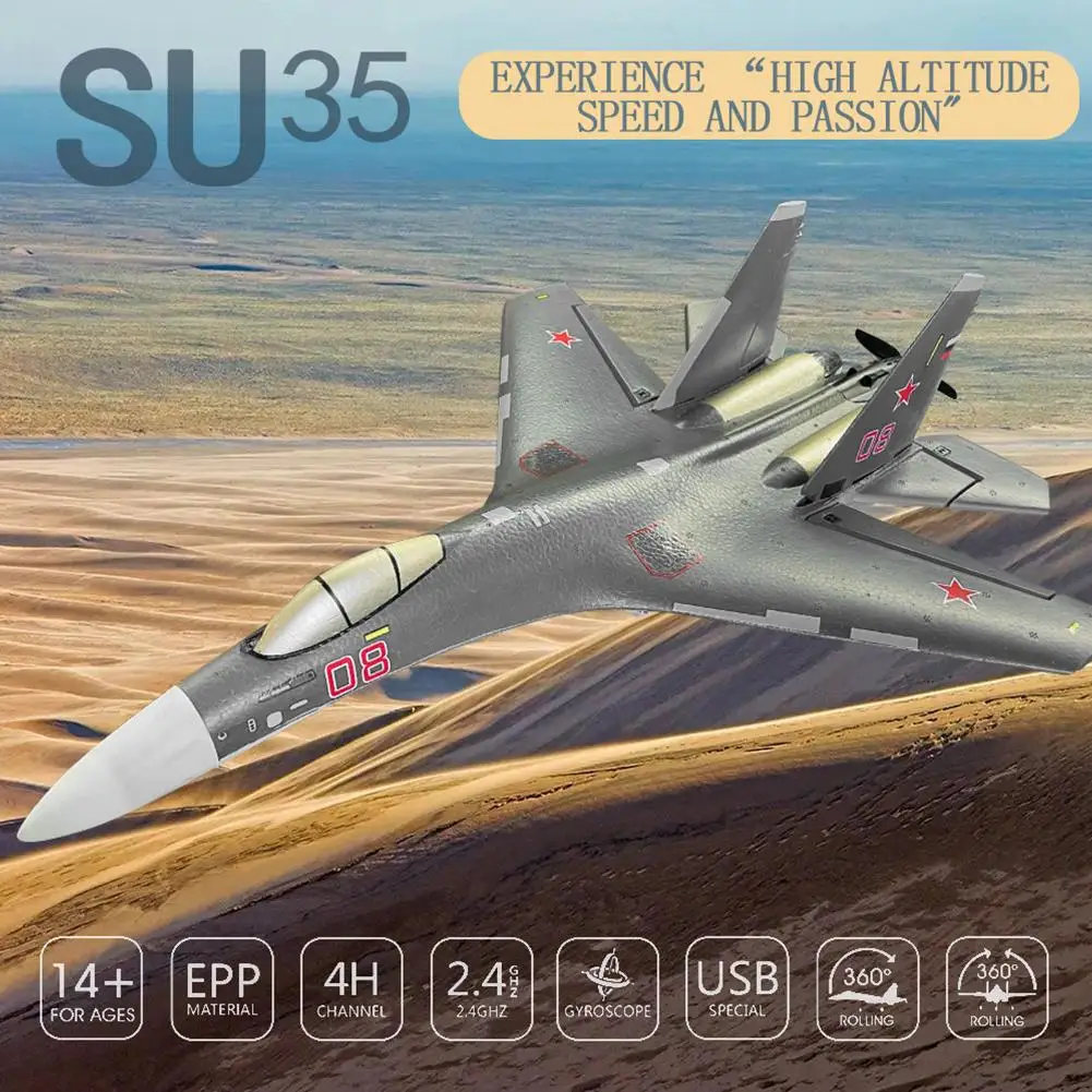 SU-35 2.4G Remote Control Glider Six Axis Gyro Fixed Wing 6D Inverted Flight LED Night Flight Model Aircraft Remote Control Toy enlarge
