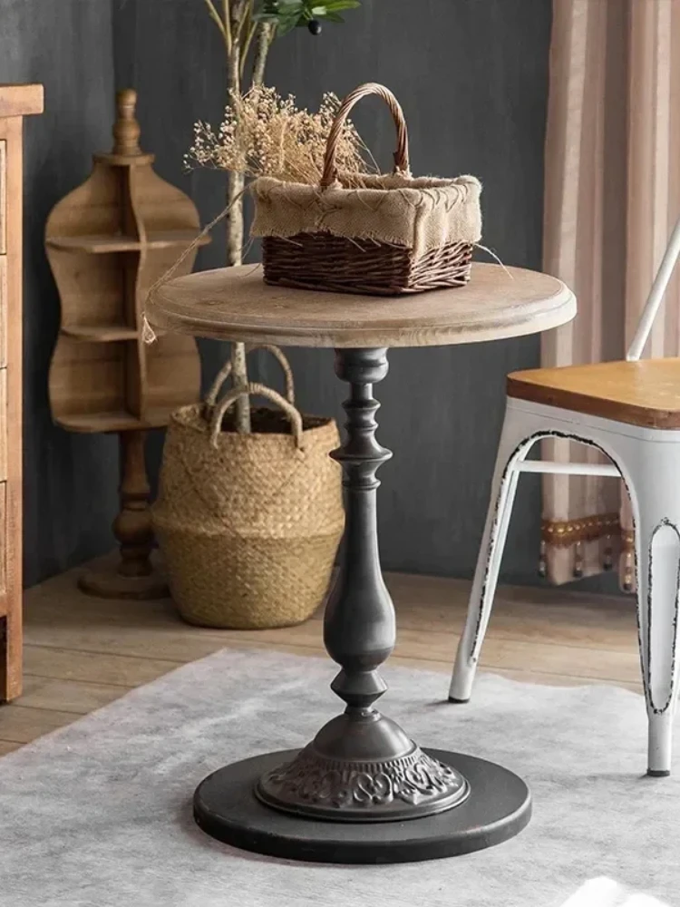 Американский винтажный чайный столик из цельного дерева семейная гостиная