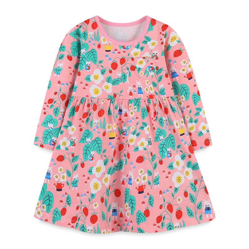 

Baby Color Floral Embroidery Girl Dress 2023 Spring-Autumn Casual Style Long Cotton Small Children's Clothing Skirt Kids Clothes
