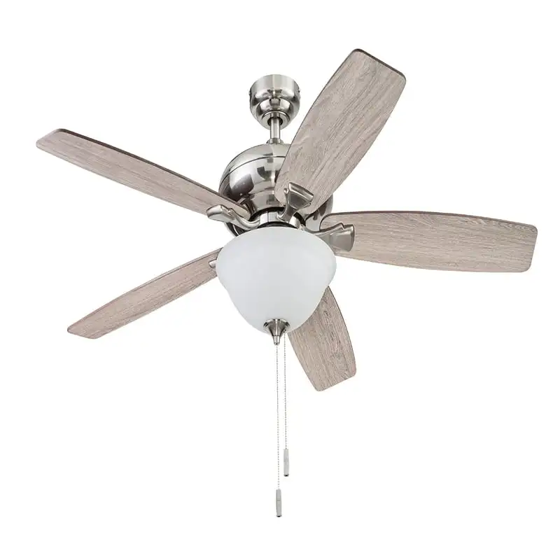 

Fashionable 52" Satin Nickel 5-Blade Bowl Shaped Ceiling Fan, Upgrade Your Home Decor.