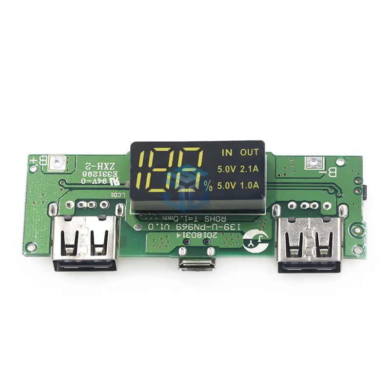 Светодиодный двойной USB 5 В 18650 а Micro/Type-C внешний аккумулятор модуль зарядки