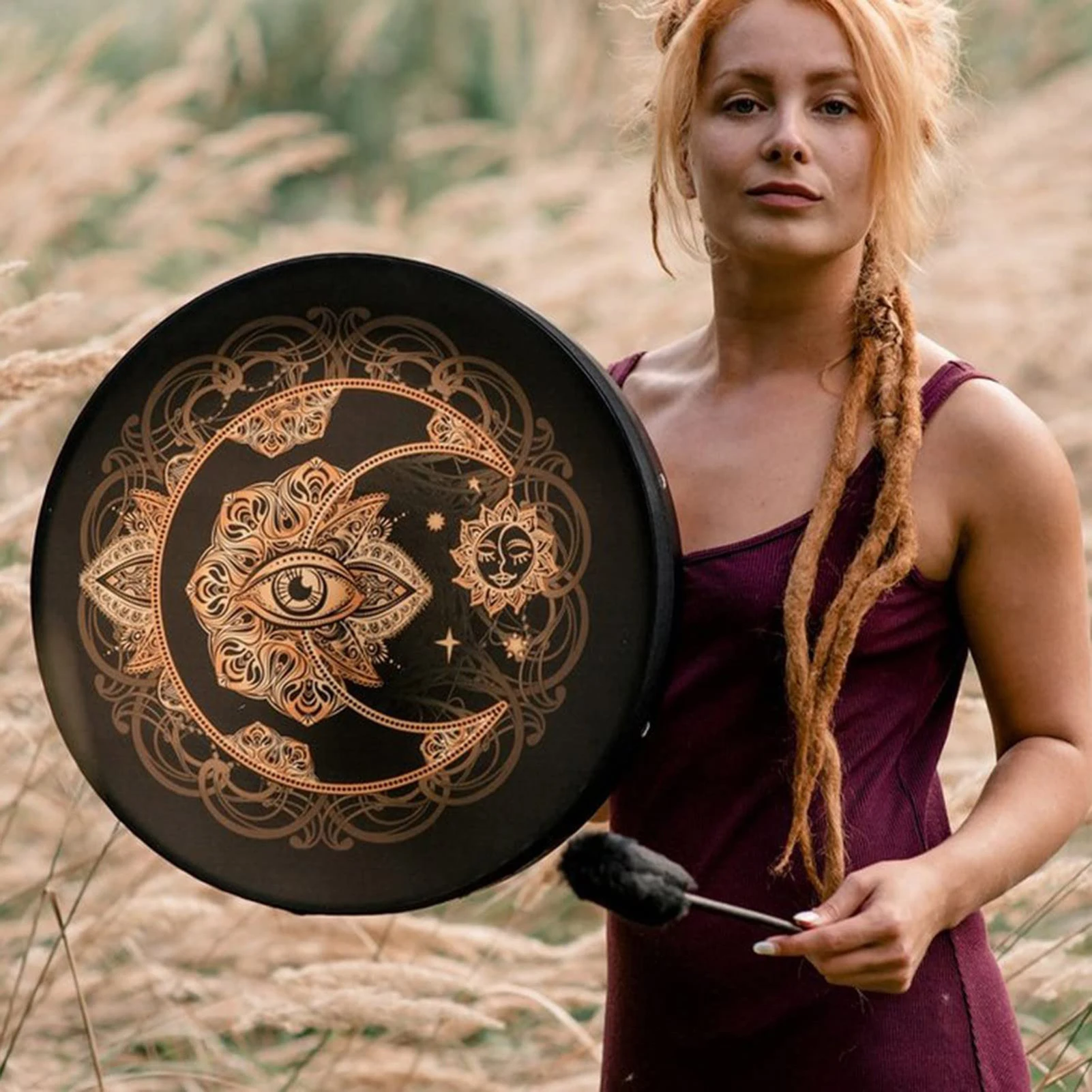 

Барабан Shaman Alchemical Moon, 10 дюймов, звуковой инструмент для заживления, барабан шамана, древо жизни, Сибирский барабан, настольное украшение, дом...