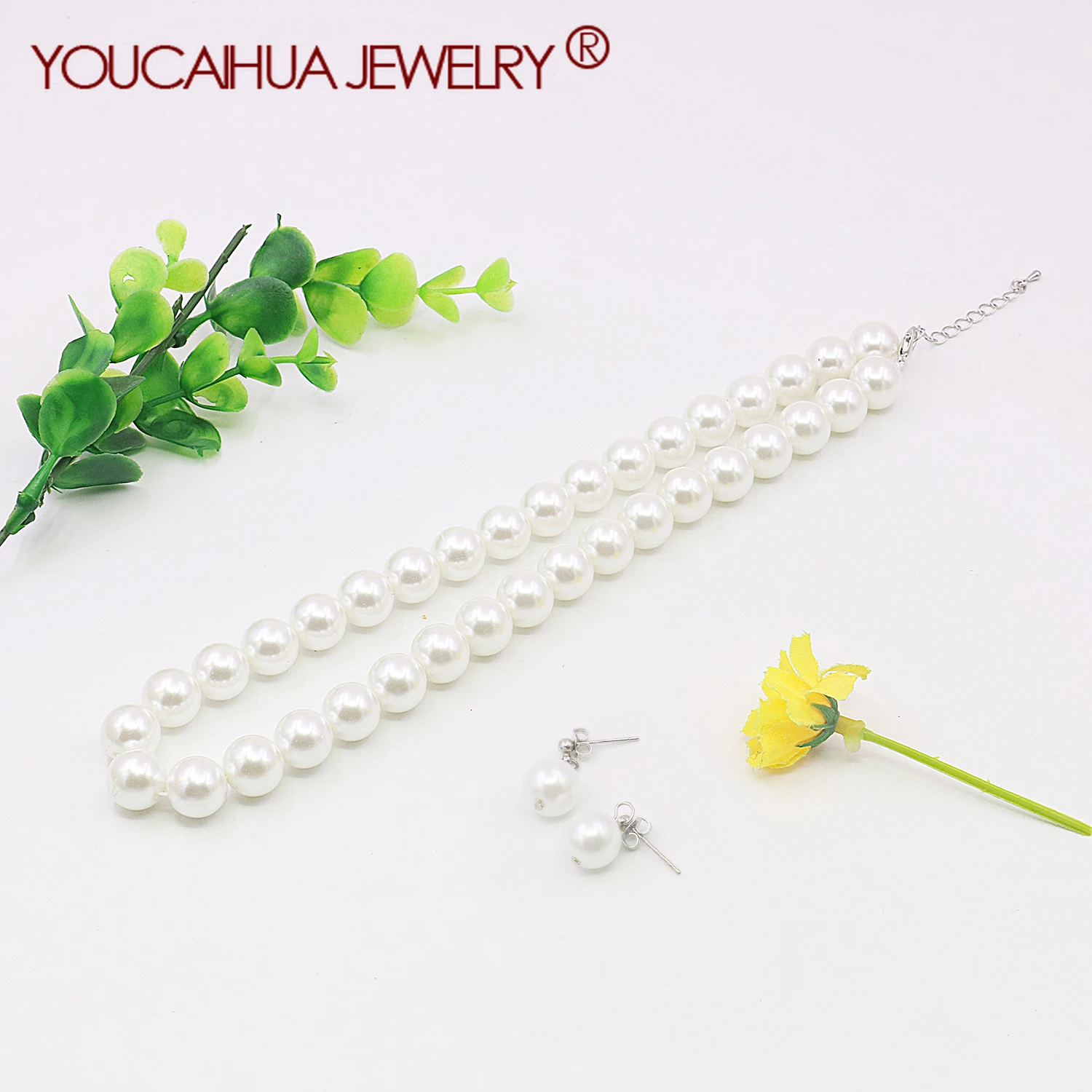 

12mm Hot Selling Pure White SeaShell Necklace/Earring Set,Round Beaded Neckchain,Temperament Women's Gift,18inch Jewelry Making