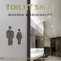 toilet sign wall stickers wooden malefemale signs universal bathroom signage self adhesive wall decals decor for homehotelbar