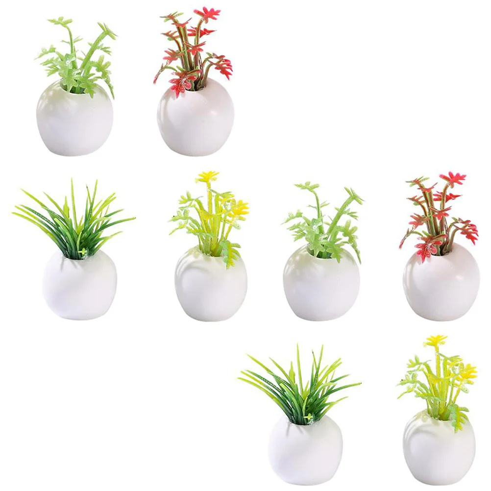 

8 Pcs Faux Succulents Planta Artificial Fake Potted Pots Mini Plants Accessories Miniature Simulated