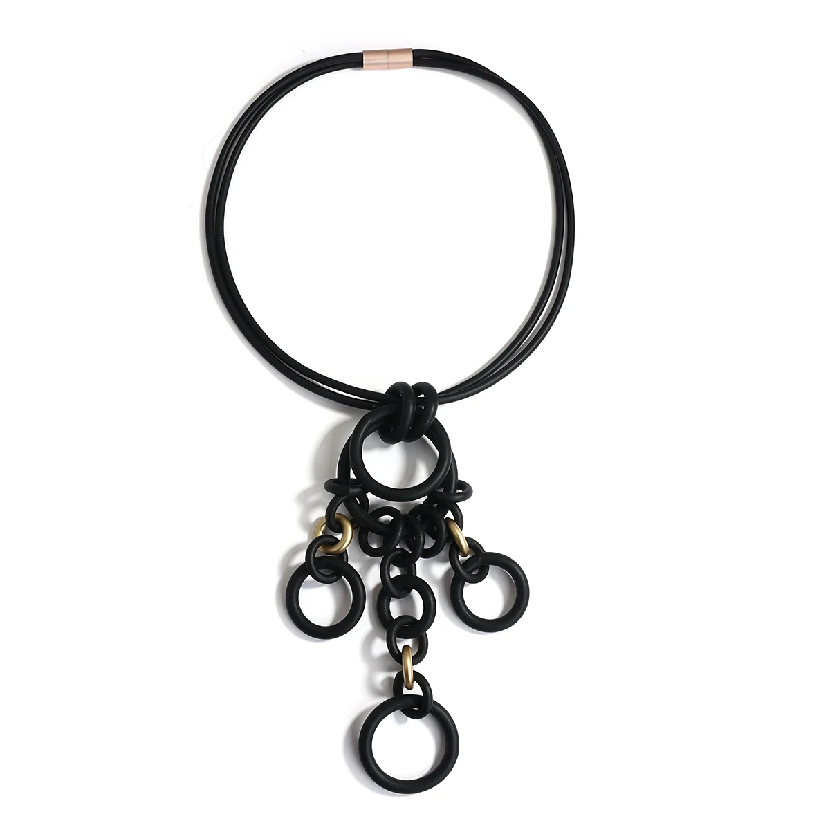 

Amorcome Handmade Women's Fashion Long Tassel Necklaces Black Color Sweater Chain Rubber Rope Pendant Necklace Clothes Jewelry