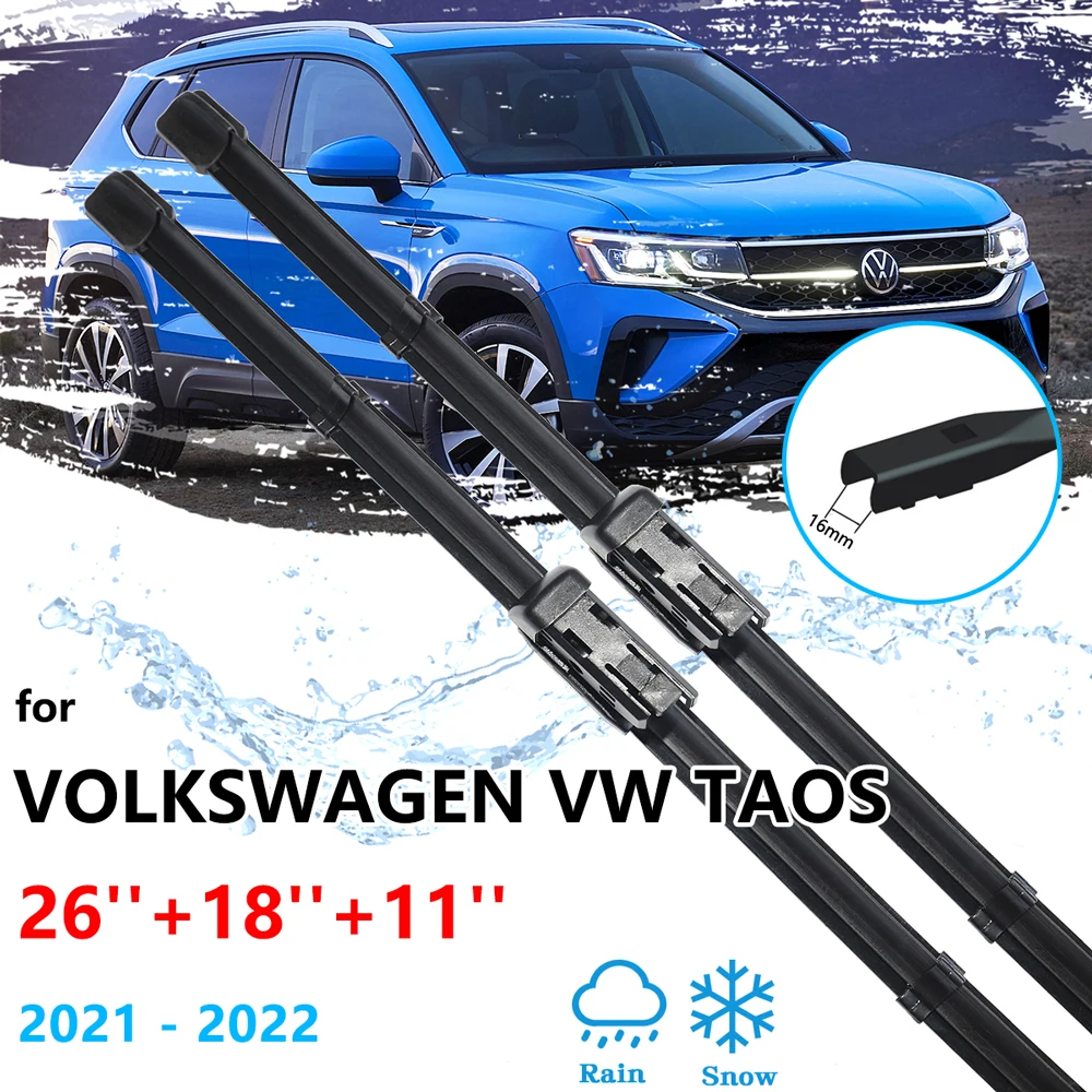 

Щетки стеклоочистителя для Volkswagen VW Taos 2021 2022, передние и задние щетки стеклоочистителя, резиновые щетки для очистки лобового стекла, запасны...