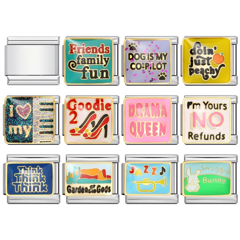 Модная простая красочная глазурь английское слово итальянская подвеска из