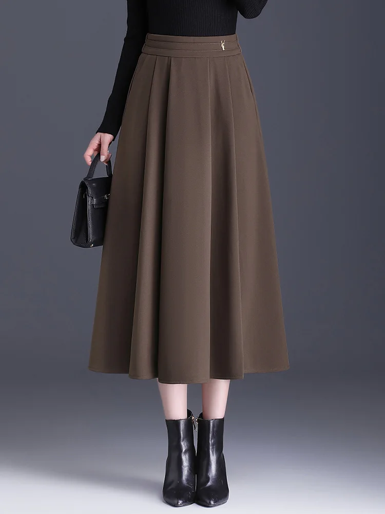 Женская осень/зима 2024 черная/кофейная юбка плиссированная модная женская с