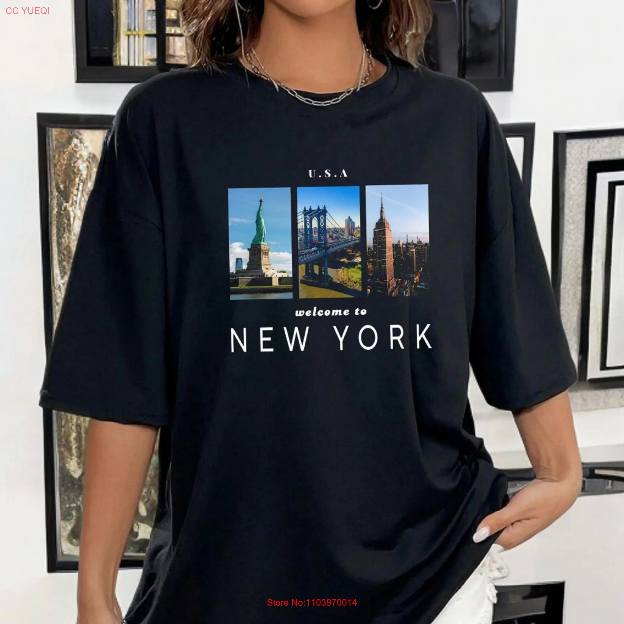 New York 2024 USA Welcome T Shirt Patriotic American NYC for Traveler Top long or short sleeves
