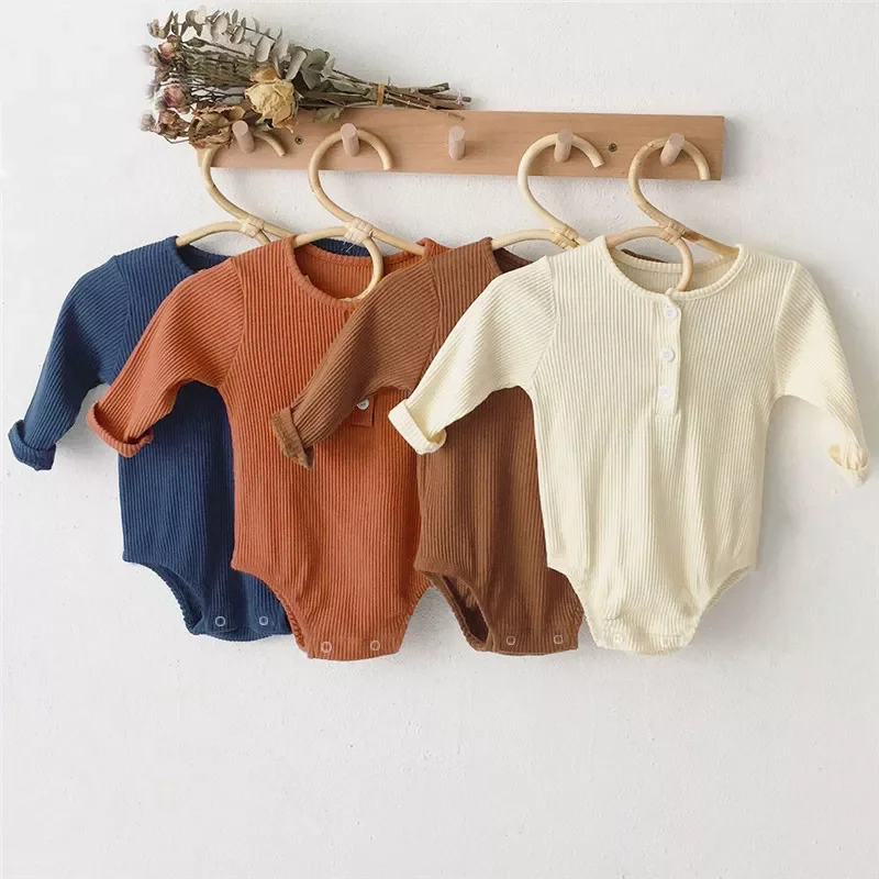 Baby Girl Boy Bodysuit Cotton Spring Summer One-Pieces Solid Jumpsuit Long Sleeve Outfits Spring Baby Sunsuit Clothing