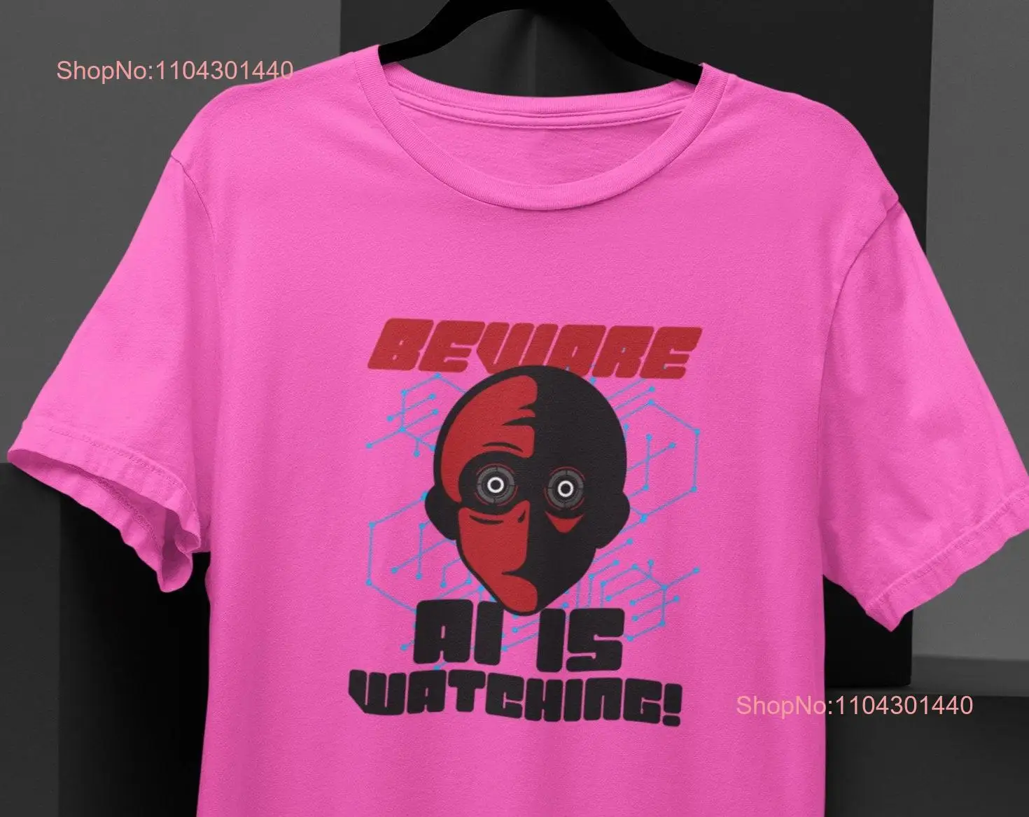 Футболка с искусственным роботом Остерегайтесь о наблюдением забавная одежда Geek