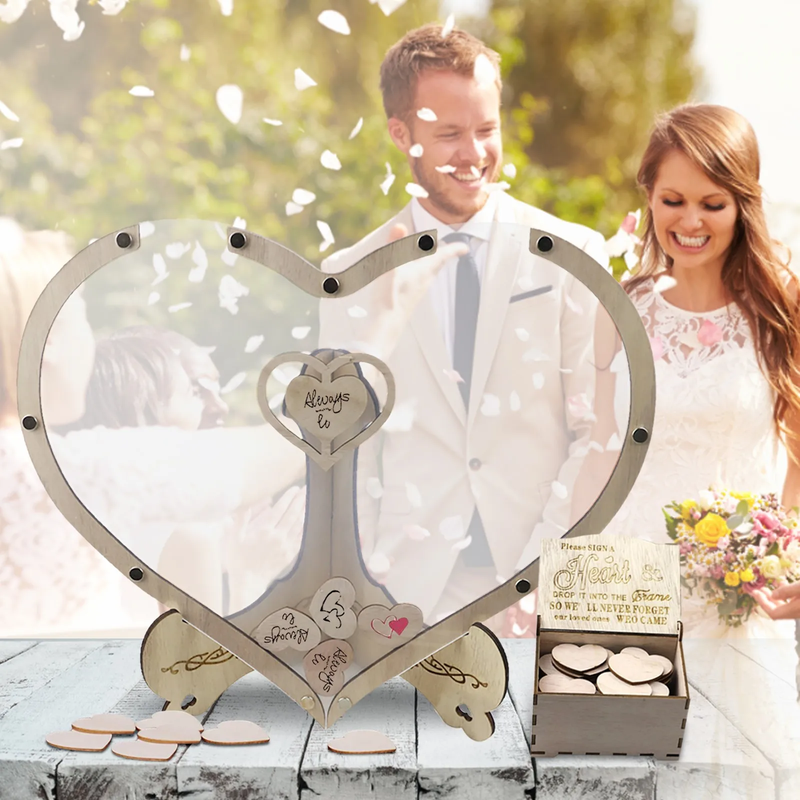 

Свадебная Гостевая книга, альтернативные подвесные топы, рамка с фотографией, деревянная коробка с знаком, почтовое украшение