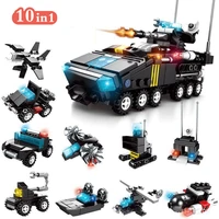 10in1 diy building blocks small size police truck bricks compatible with classic bricks kids educational toys for children