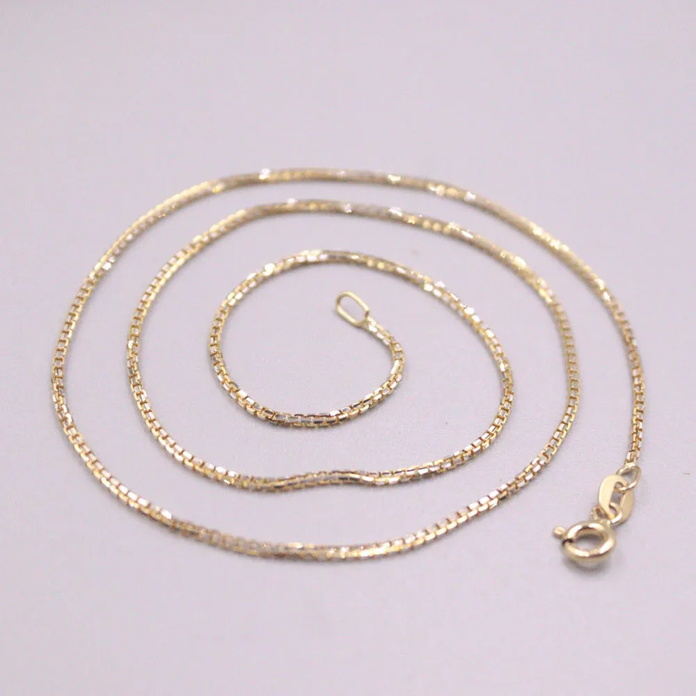 

Authentic 18K Yellow Gold Women 1.1mmW Box Chain Link Necklace 17"L 3.9-4.2g