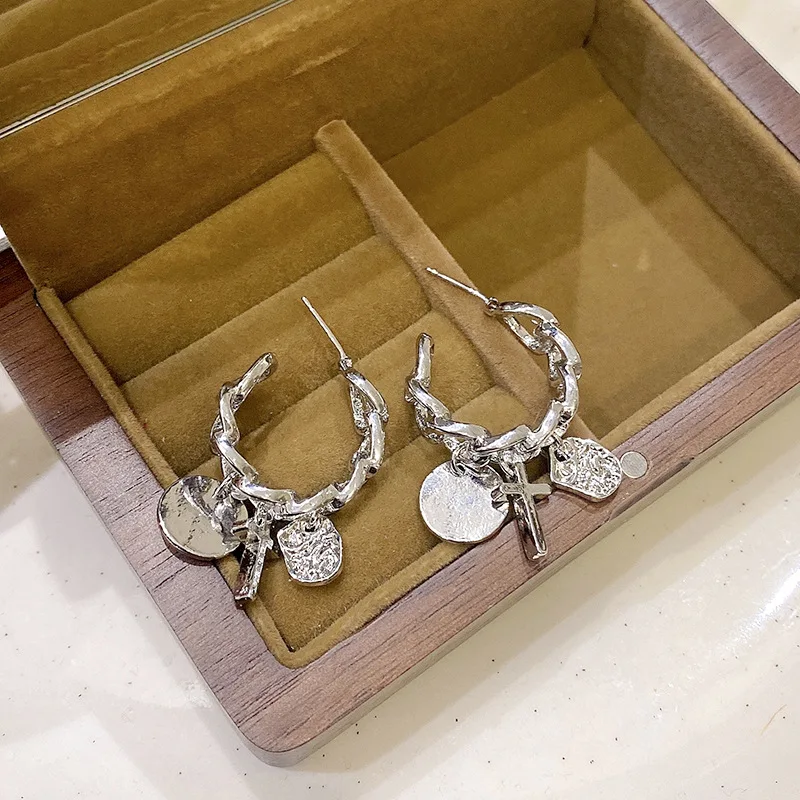 Europe and The United States Cross Circle Earrings Female Hundred Match Personality Fashion New Temperament Jewelry Wholesale