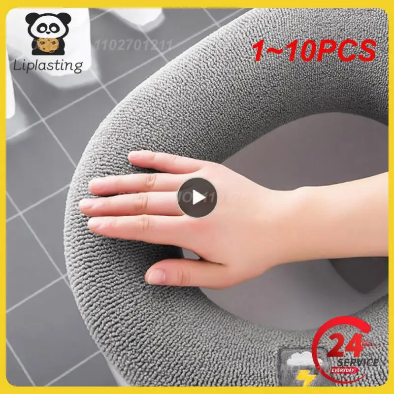 

1~10PCS Winter Warm Toilet Seat Cover Mat Bathroom Toilet Pad Cushion with Handle Thicker Soft Washable Closestool Warmer