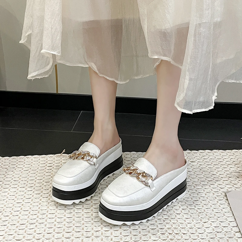 Женские туфли на танкетке сандалии платформе высокий каблук без задника цвет