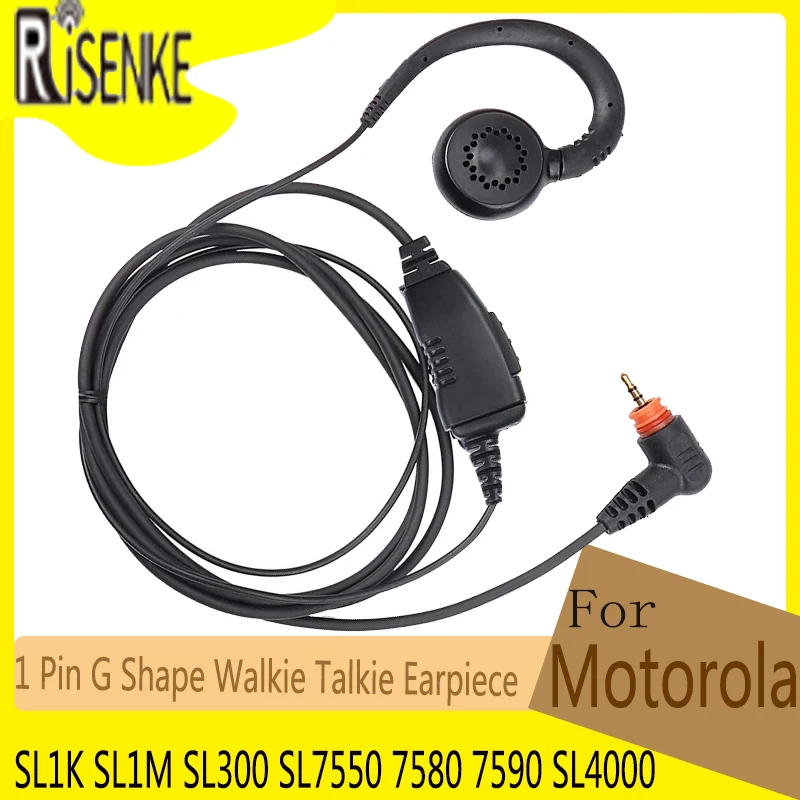 1 Pin G Shape Walkie Talkie Earpiece Headset with Mic PTT for Two Way Radio Motorola SL1K SL1M SL300 SL7550 7580 7590 SL4000