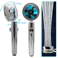 shower head water saving flow 360 degree rotation with small fan abs rain high pressure nozzle bathroom accessories