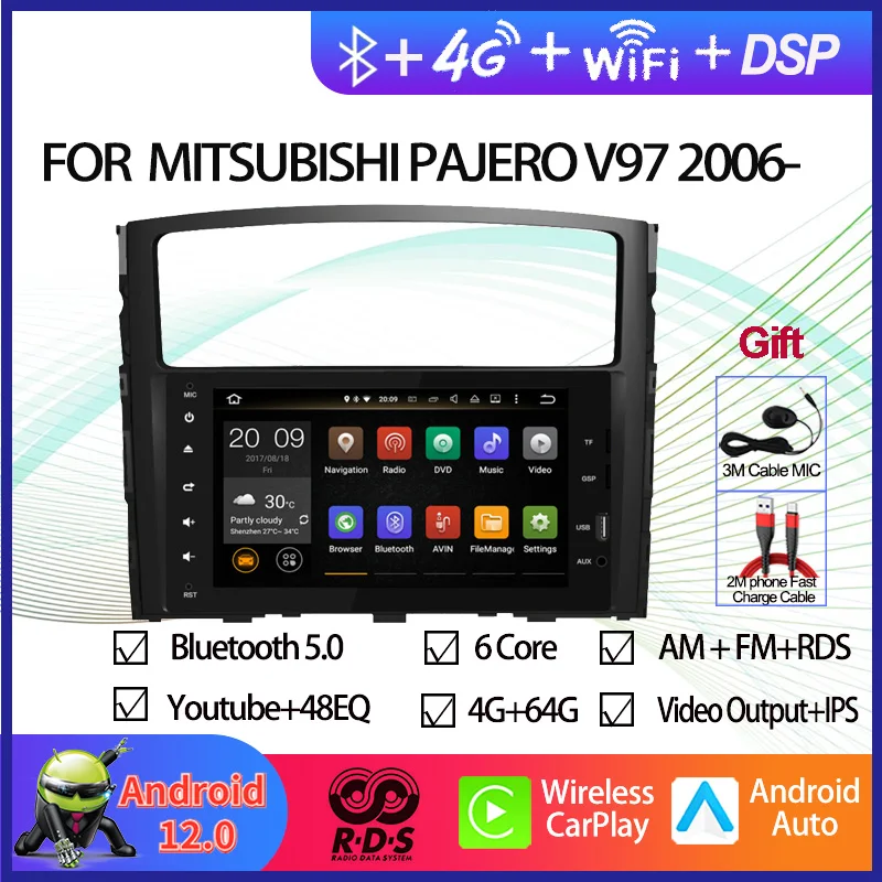 

Octa Core Android 12 Car GPS Navigation Multimedia DVD Player For Mitsubishi Pajero V97 2006-2015/Montero Auto Radio Stereo