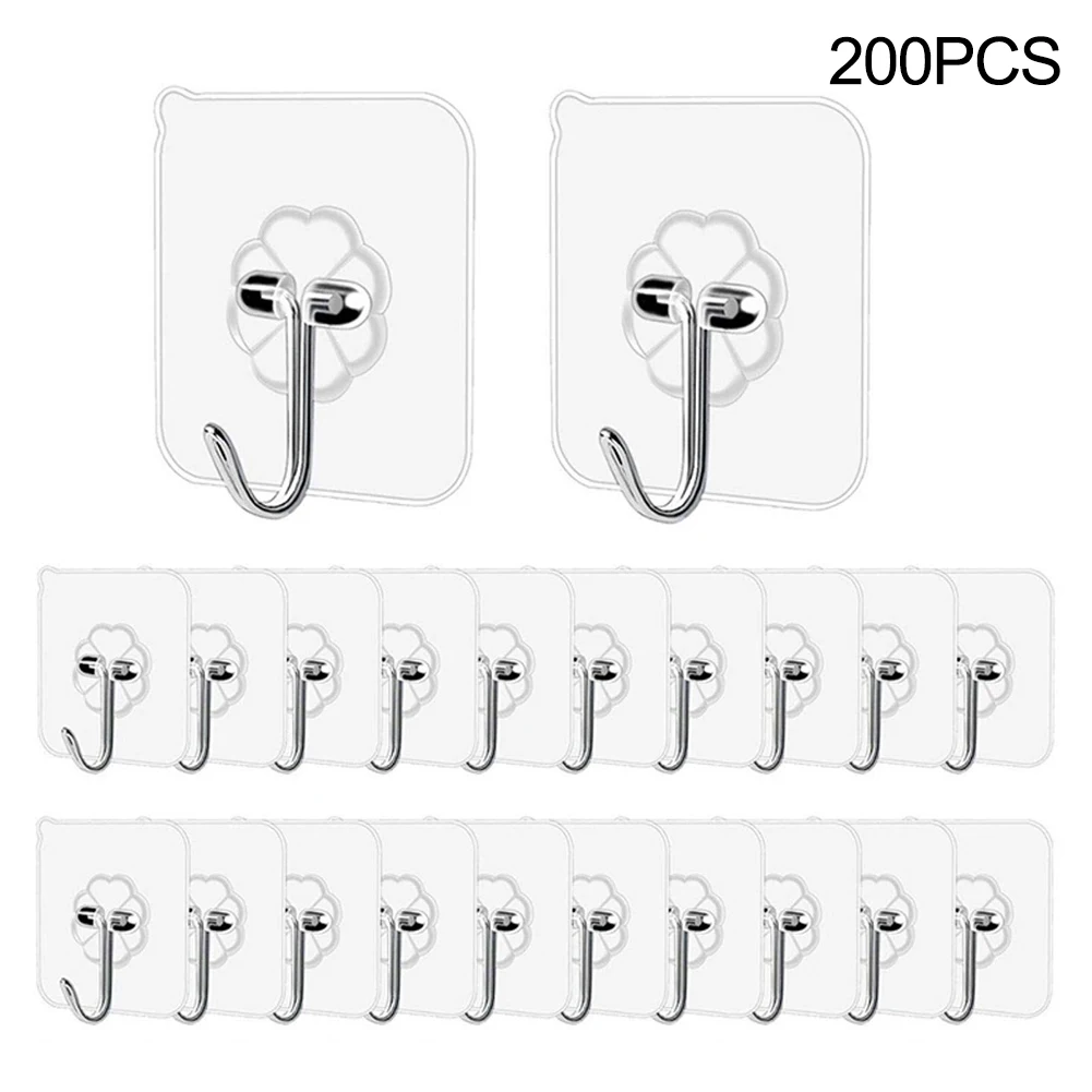 

20 Pcs Transparent Hook Strong Suction Cup Wall Hooks PVC Sucker Stainless Steel Hooks For Kitchen Bathroom Supplies Holder