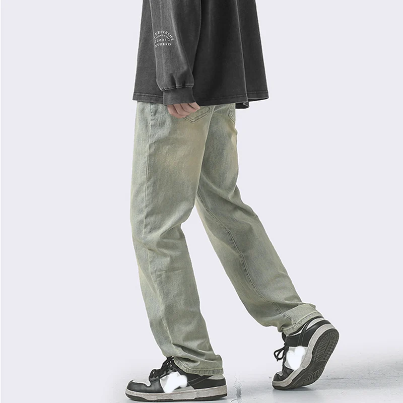 Men's Y2K Clothes Autumn Streetwear Baggy Jeans Korean Fashion Loose Straight Wide Leg Mopping Pants Male Brand Clothing For Men