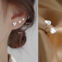 minimalist love zircon earrings new heart shaped ear piercing earrings simple cold wind female small earrings