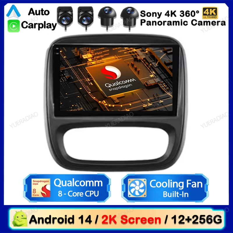 Автомобильный радиоприемник на Android 14 для Renault Trafic 3 2014 - 2021 Opel Vivaro B 2018 Carplay