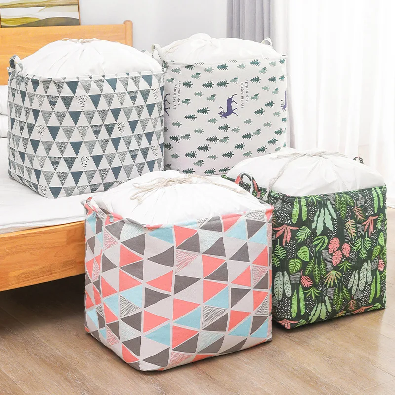 

Large-capacity Cotton Household Bundle Storage Fabric And Dustproof Dirty Storage Basket Basket, Clothes Linen Bag Clothes